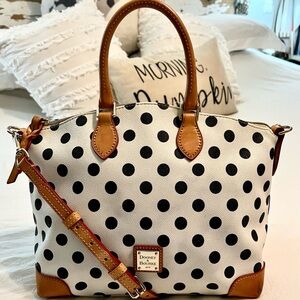 Dooney & Bourke Black and White Polka Dot Domed Satchel